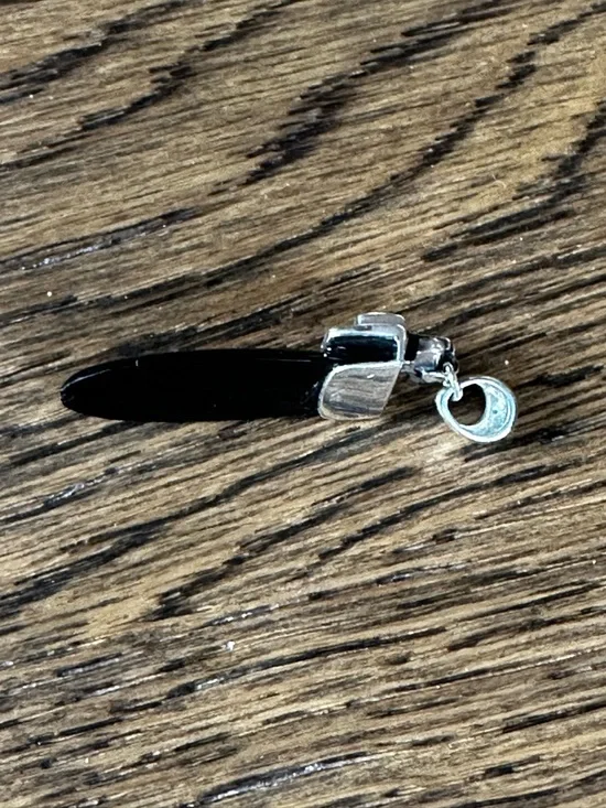 Art Deco Black Onyx Pendant | Sterling Silver Marcasite | Vintage - Picture 3 of 4